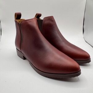 Nisolo Auburn Red Eva‎ Everyday Chelsea Boots Women US 8.5 Made in Peru Leather